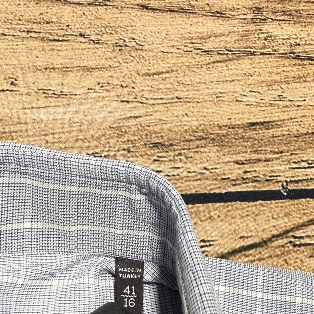 Ermenegildo Zegna Dress Shirt Mens 16 41 Blue White Check Regular Fit Luxury - Picture 5 of 8